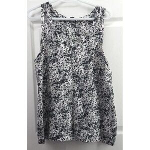 THEORY 100% Silk Leopard Pleated Scoop Neck Tank Top Size Large